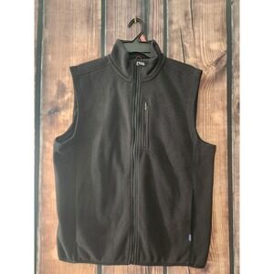 Chaps Everyday Performance Mens Fleece Vest Black Full Zip Mock Neck Medium NWOT